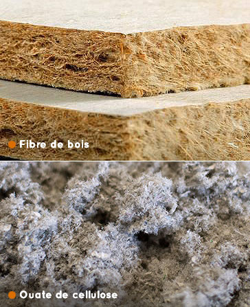 Fibre de bois et ouate de cellulose