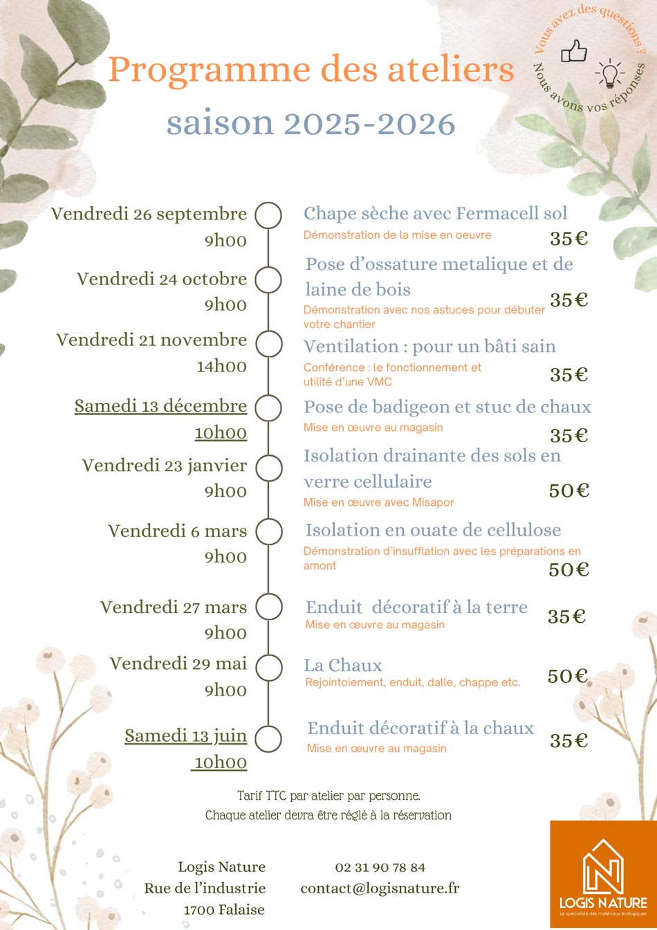 Programmation des atelier 2026